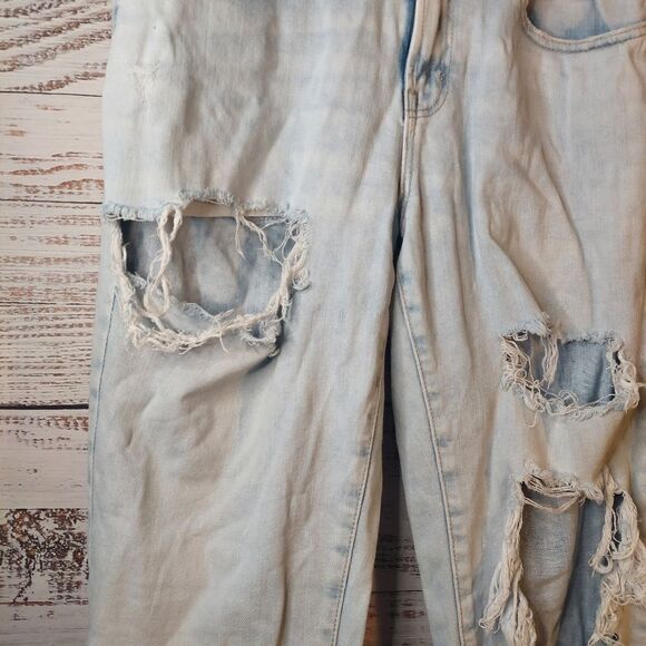 Women's Distressed High Rise Ankle Straight Jeans sz 7 Light Blue - Picture 4 of 11